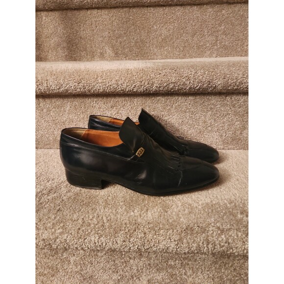 YSL Yves Saint Laurent Men's Black Leather Loafers w/ Kiltie Fringe Size 10
